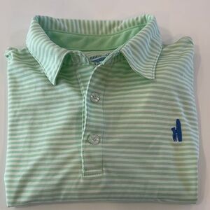 Johnnie-O Green Striped Polo Shirt size 12